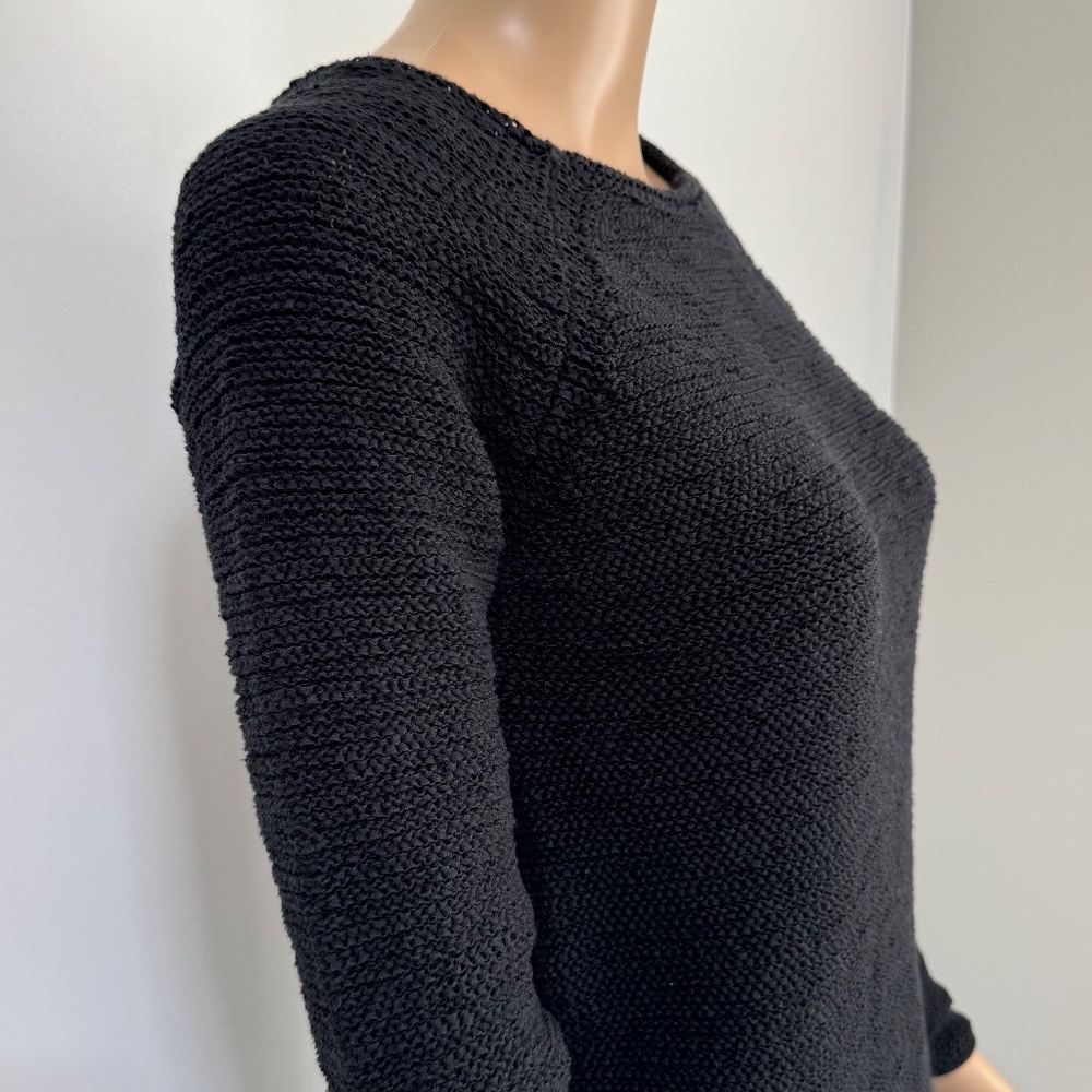 Tristan Textured Knit Cotton-blend Sweater Black Women's XS
